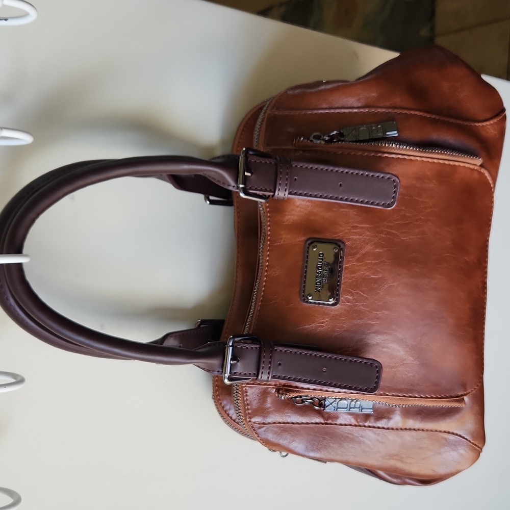 Xidibaoluo Faux Leather Satchel Purse‎ tan brown boho